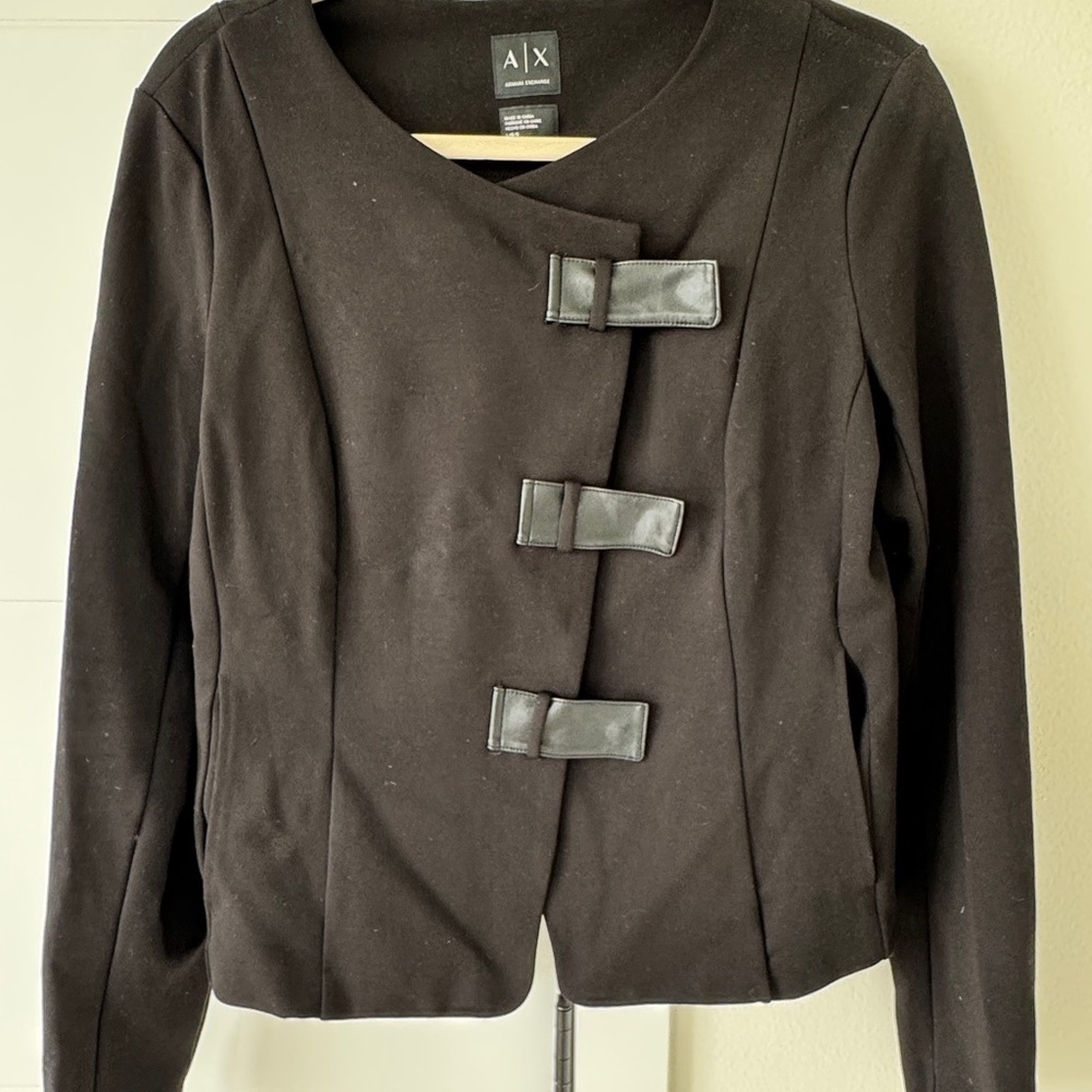 Armani Exchange Black Blazer with Notched Lapels